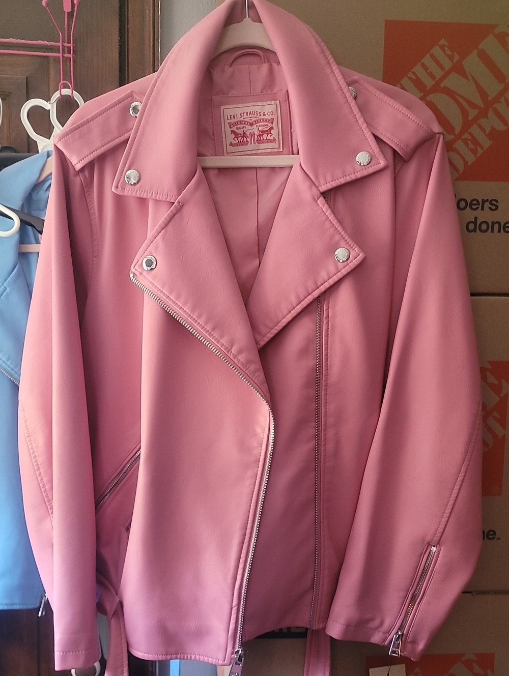 Levi's Rose Pink Faux Leather Moto Jacket